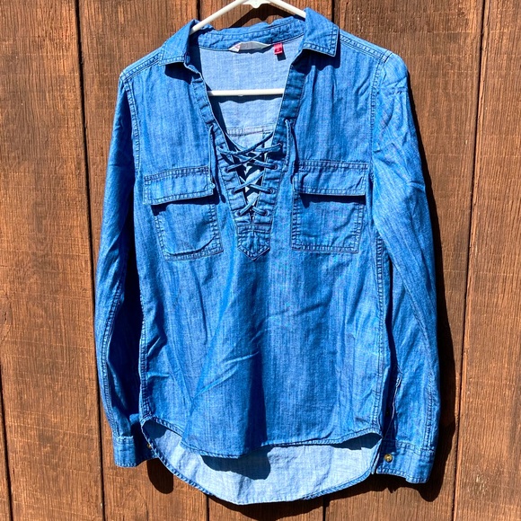 SO Tops - SO Chambray Cotton Blouse | Women’s Size Small